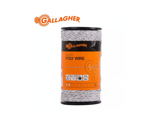 Cable polywire blanco Gallagher 6Ss 200 m para cercados eléctricos portátiles