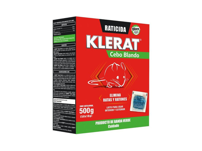 Raticida Klerat Cebo Blando x 500 Grs