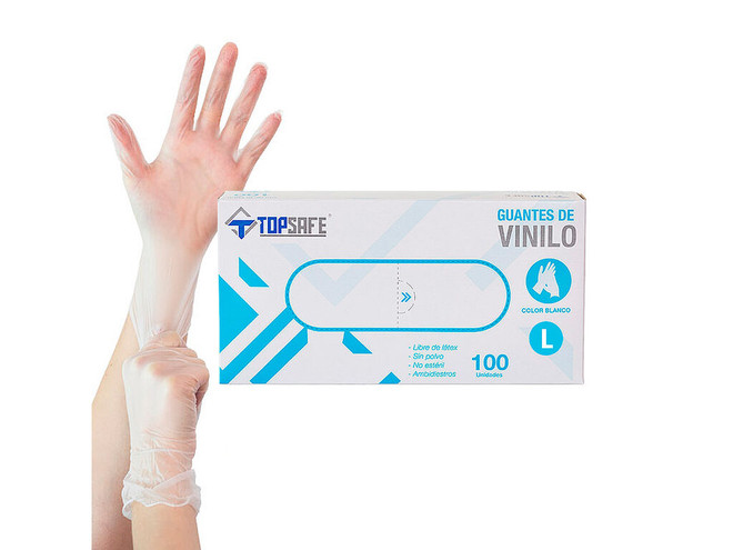 Guante desechable de nitrilo-vinilo talla L  - caja x 100 unidades