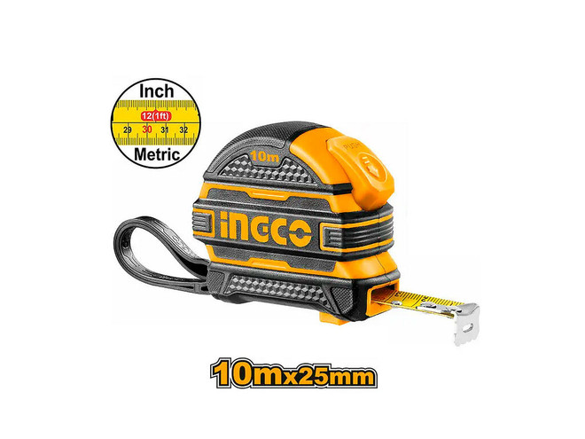 Huincha métrica Ingco de 25 mm de ancho y 10 m de largo
