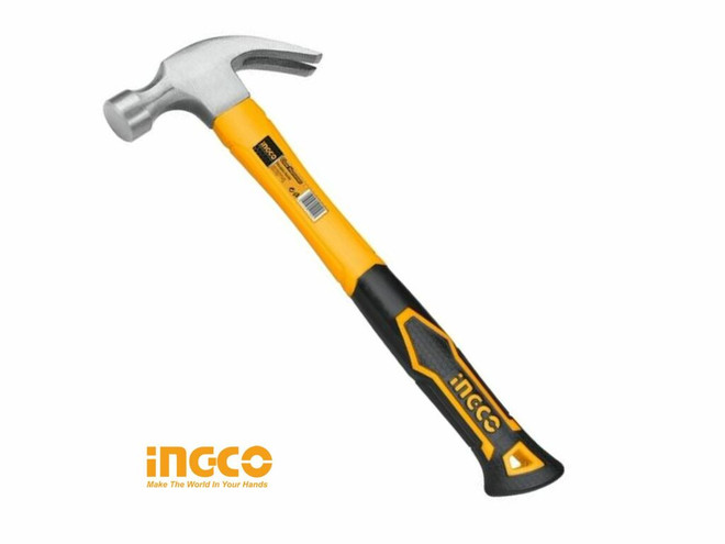 Martillo Carpintero Mango Fibra de Vidrio Ingco 450 gramos para resistencia y dureza a los impactos