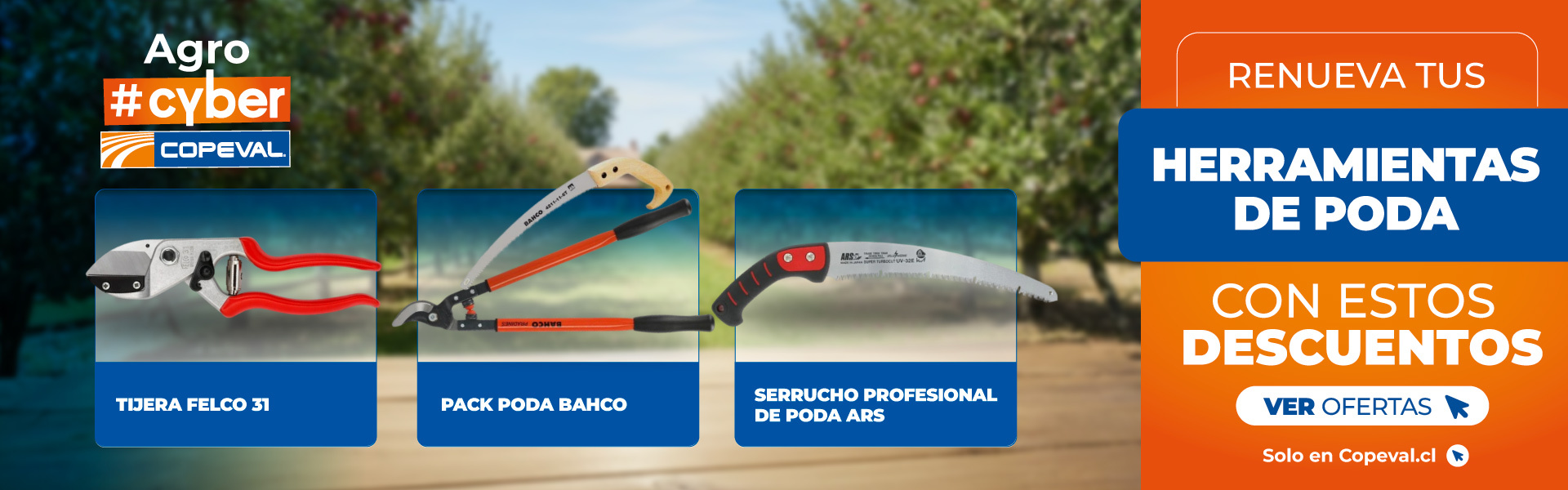 Ofertas en tijeras, tijerones y serruchos de poda
