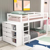 GIANI White Twin Bunkbed with Chest & Shelves