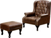 ADONIS Rustic Brown 33" Wide Chair & Ottoman