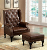 ADONIS Rustic Brown 33" Wide Chair & Ottoman