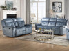 RENAULT Silver Blue 84" Wide Reclining Sofa