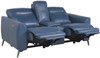 IMANI Blue Top Grain Leather Power Reclining Loveseat 