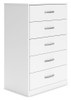 Flannia - White - Five Drawer Chest - 46" Height