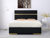 PIGUET Black Velvet & Gold Platform Bed