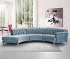 MERKA Light Blue Velvet 140" Wide Curved Sectional