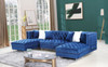 EZIRA Blue Velvet 123" Wide Double Chaise Sectional