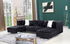 EZIRA Black Velvet 123" Wide Double Chaise Sectional