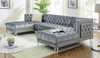 EZIRA Gray Velvet 123" Wide Double Chaise Sectional