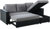 LOWELL Black & Gray 80" Wide Reversible Sectional with Pull-Out Bed