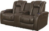 Doyle Brown Powered Reclining Loveseat