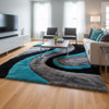 GURKAN Blue Multi 5' x 8' Shaggy 3D Area Rug
