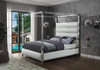 BRUNA White Leatherette & Acrylic Canopy Bed