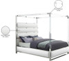 BRUNA White Leatherette & Acrylic Canopy Bed