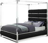 BRUNA White Leatherette & Acrylic Canopy Bed