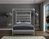 BRUNA Gray Leatherette & Acrylic Canopy Bed