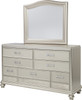 ELENA Silver 65" Wide Luxury Dresser & Mirror