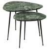 Tobias - 2 Piece Triangular Marble Top Nesting Table - Green And Black