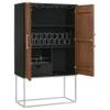 Borman - 2-Door Bar Cabinet Wine Storage - Walnut And Black