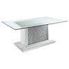 Marilyn - Pedestal Rectangle Glass Top Dining Table - Mirror