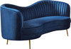 HEIMER Blue Velvet & Gold 3 Piece Living Room Set