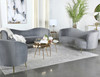 HEIMER Gray Velvet & Gold 3 Piece Living Room Set