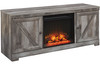 DEXTRE Rustic Gray 63" Wide TV Stand with Fireplace