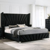 PUREZA Black Velvet Wingback Bed