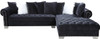 VELMA Black Velvet 123" Wide Double Chaise Sectional