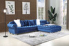 VELMA Blue Velvet 123" Wide Double Chaise Sectional