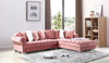 VELMA Pink Velvet 123" Wide Double Chaise Sectional