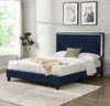 VOLOS Blue Velvet Bed with LED Glow