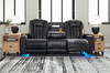 PHANTOM Black 83" Wide Power Reclining Sofa with LED Lighting