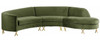 RAIIN Olive Green Velvet 134" Wide Curved Sectional