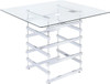 EMINE Clear & Chrome 3 Piece Counter Height Set