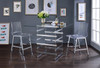 EMINE Clear & Chrome 3 Piece Counter Height Set