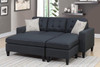 PETRE Black 81" Wide Reversible Sectional and Ottoman