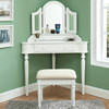 LINETTE White 38" Wide Corner Vanity with Stool