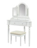 LINETTE White 38" Wide Corner Vanity with Stool