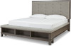 NELA Gray Bed with Padded Storage Bench