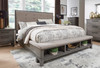 NELA Gray Bed with Padded Storage Bench