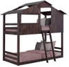 Brooks Rustic Brown Tree House Twin over Twin Loft Bed