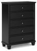 Lanolee - Black - Five Drawer Chest