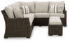 Brook Ranch - Brown - Sofa Sectional, Bench With Cushion (Set of 3)