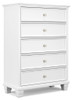 Fortman - Five Drawer Chest - White
