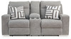 Biscoe - Pewter - Power Reclining Loveseat With Console /Adj Headrest